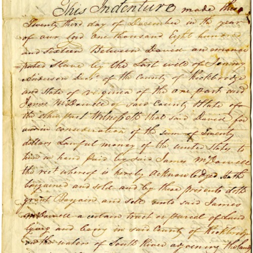 Legal document, Dec. 23, 1816