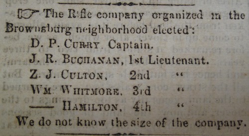 Newspaper article announcing election of officers for the Confederate States of America's 25th Virginia Legion.